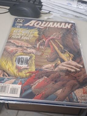 DC Aquaman Comic Cover — Red, Yellow, Brown Artwork In A Sleeve